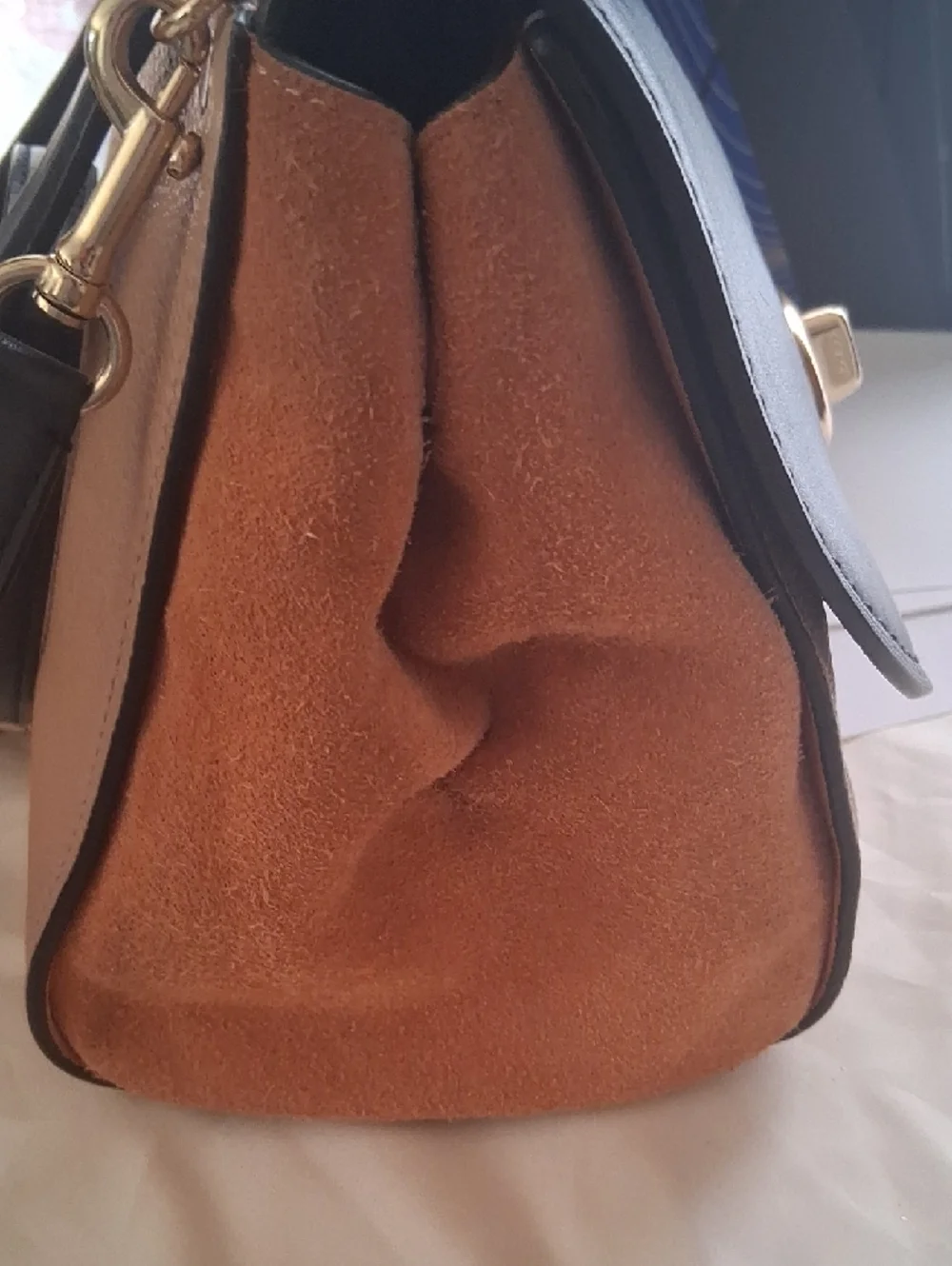 Coach Faye Leather & Suede Crossbody — NAVY BLUE & TAN - Picture 16 of 16